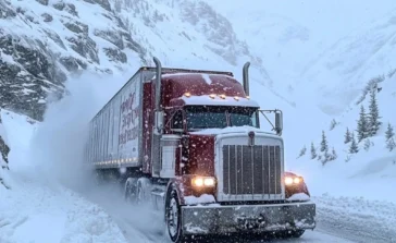 the truck road on the winter way